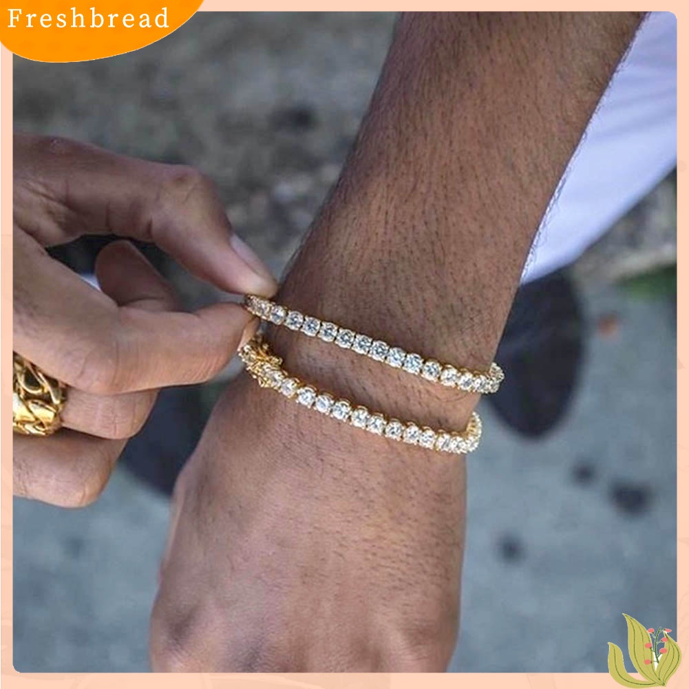 &lt; Freshbread &gt; Glitter Baris Tunggal Berlian Imitasi Gelang Bangle Unisex Perjamuan Pesta Perhiasan Hadiah