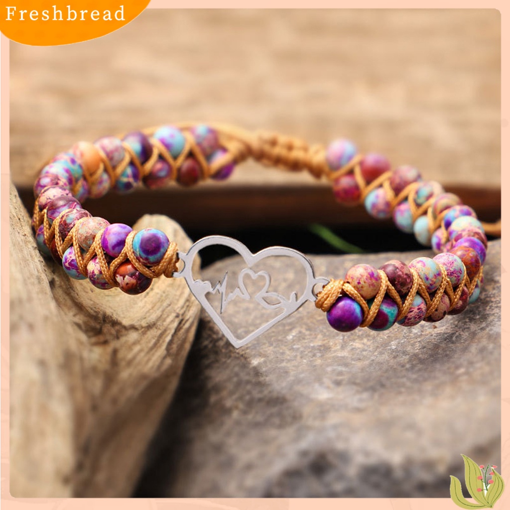 &lt; Freshbread &gt; Gelang Couple Double-layered Hand Woven Adjustable Stainless Steel Cinta Hati Dikepang Tali Keberuntungan Pesona Gelang Aksesori Perhiasan