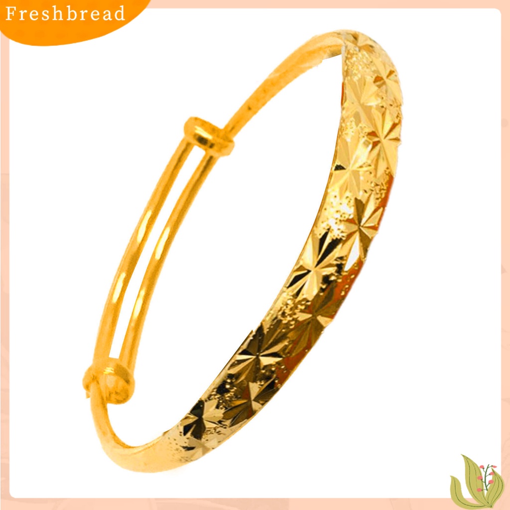 &lt; Freshbread &gt; Gelang Menebal Adjustable Golden Wanita Imitasi Lapis Emas Bangle Untuk Perjamuan