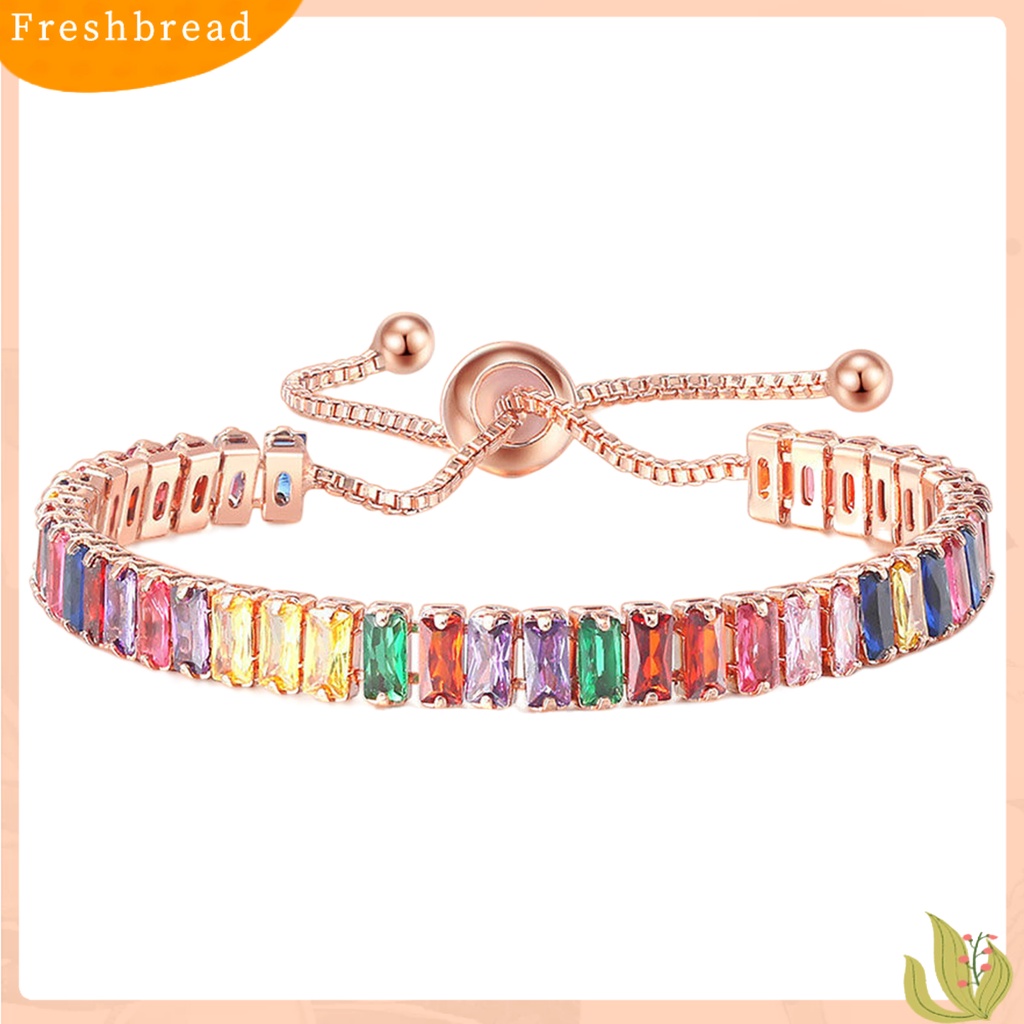 &lt; Freshbread &gt; Gelang Wanita Multicolor Cubic Zirconia Ladies Adjustable Beads Bangle Untuk Pesta