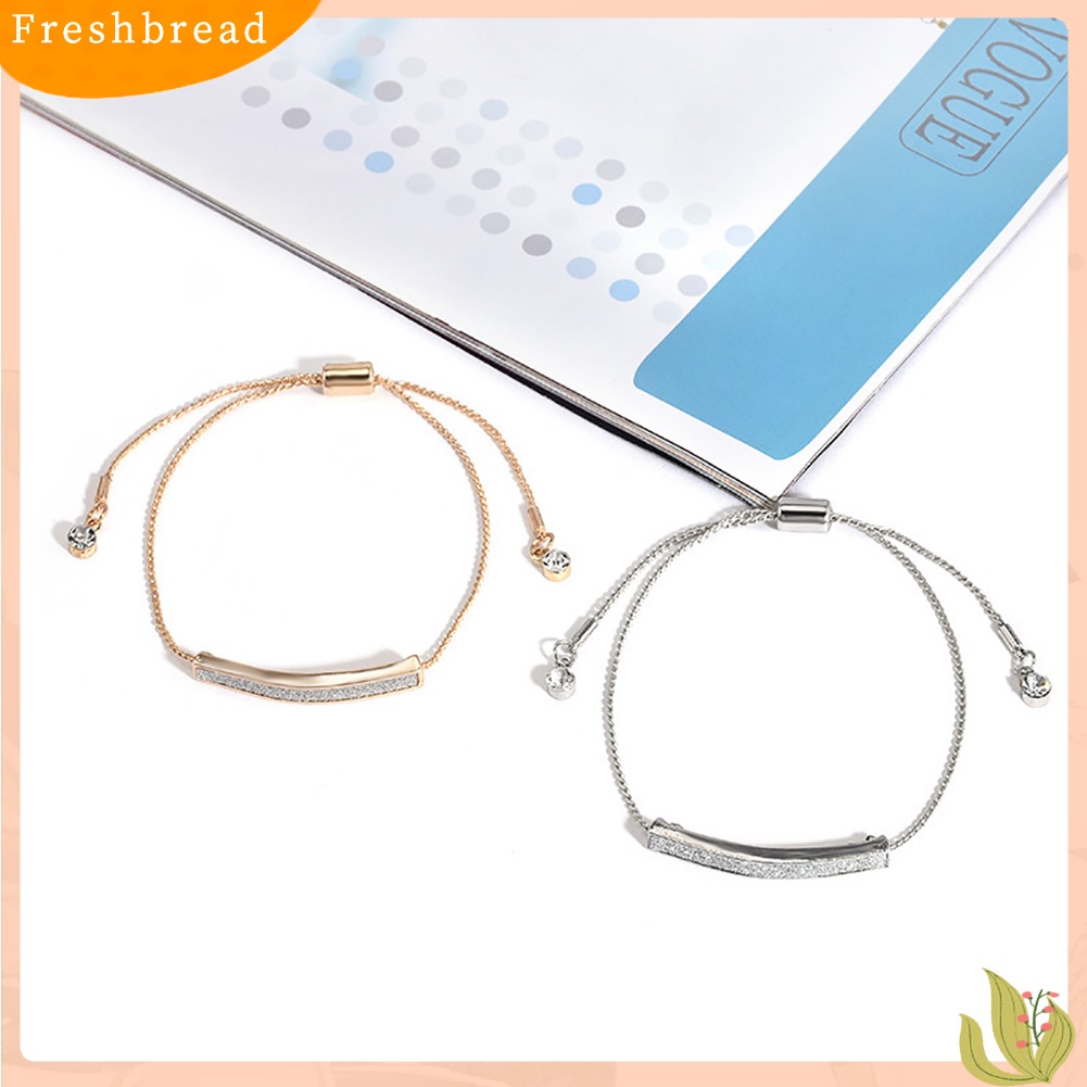 &lt; Freshbread &gt; Berlian Imitasi Minimalis Pave Bar Slider Gelang Cuff Bangle Wanita Perhiasan Pesta