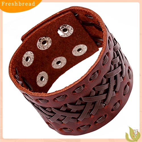 &lt; Freshbread &gt; Gelang Manset Lebar Kancing Gelang Kepang Punk Pria Wanita