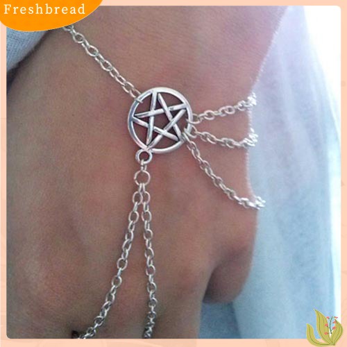 &lt; Freshbread &gt; Wanita Fahsion Wiccan Budak Pentagram Pentacle Dihiasi Rantai Gelang Perhiasan