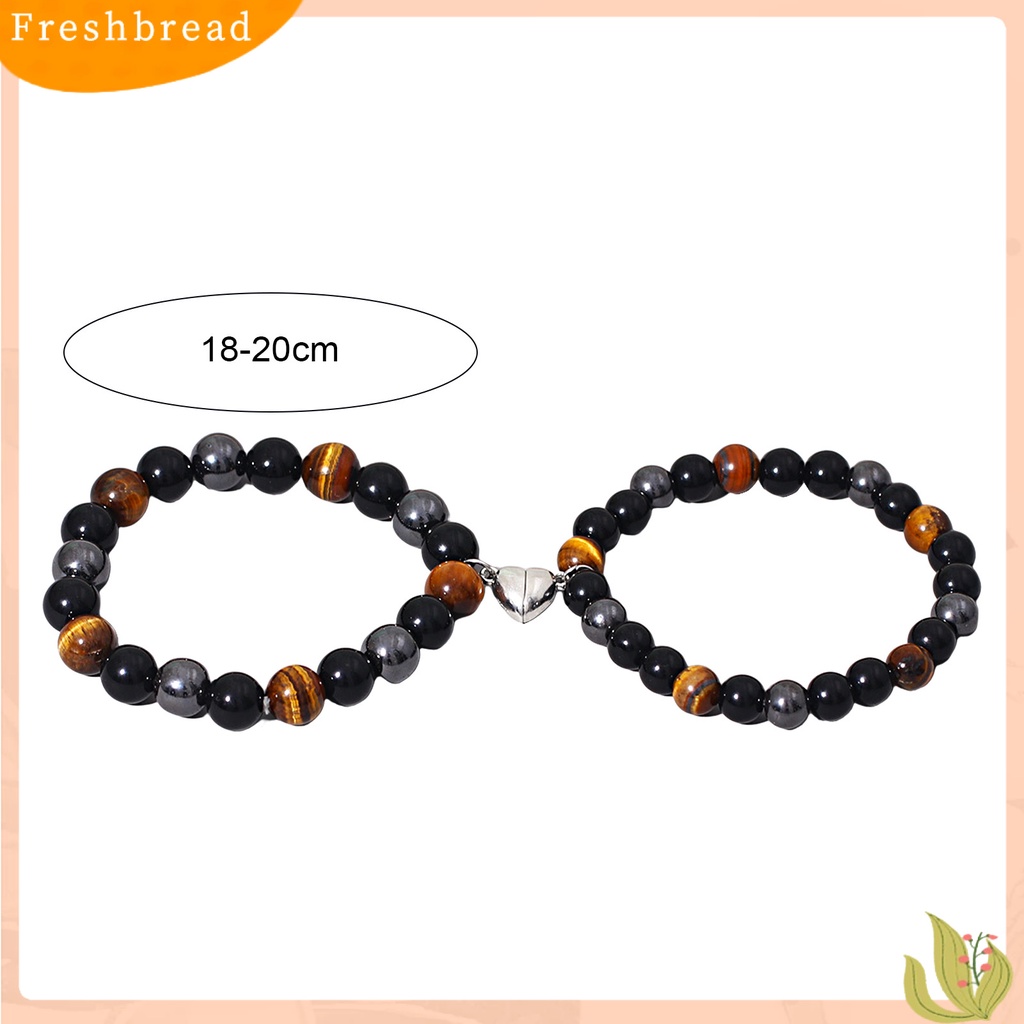 &lt; Freshbread &gt; 1pasang Gelang Couple 3warna Tiger Eye Batu Jarak Pasangan Hadiah Valentines Vintage ic Cinta Hati Pencocokan Gelang Perhiasan Aksesori