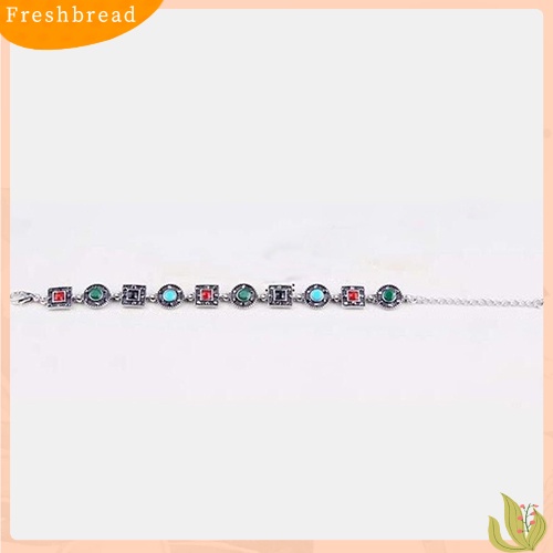 &lt; Freshbread &gt; Boho Wanita Lingkaran Persegi Warna-Warni Resin Ukir Etnik Gelang Pesta Perhiasan