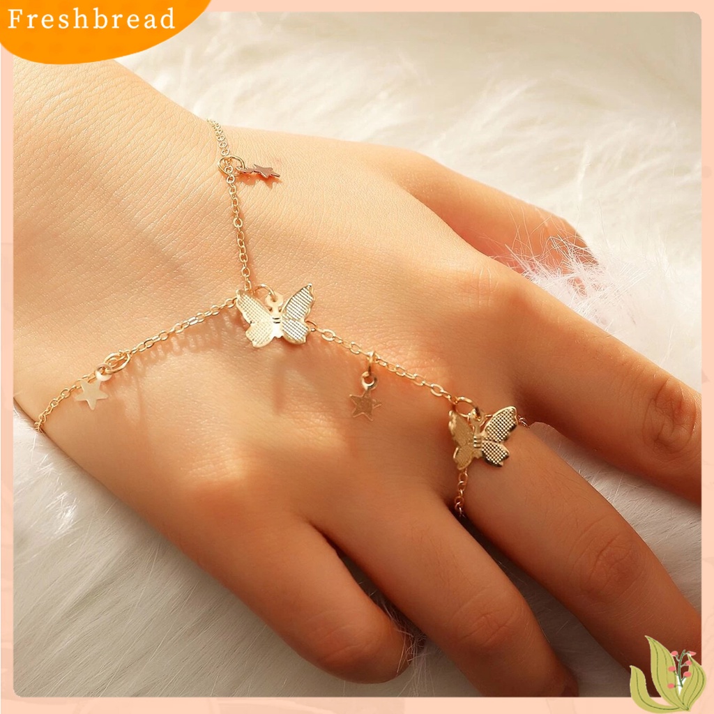 &lt; Freshbread &gt; Gelang Wanita Butterfly Link Sambung Perhiasan Adjustable Plated Bangle Untuk Pesta