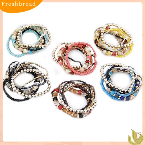 &lt; Freshbread &gt; Manik-Manik Akrilik Multilayer Gaya Bohemia Wanita Gelang Pantai Musim Panas Bangle