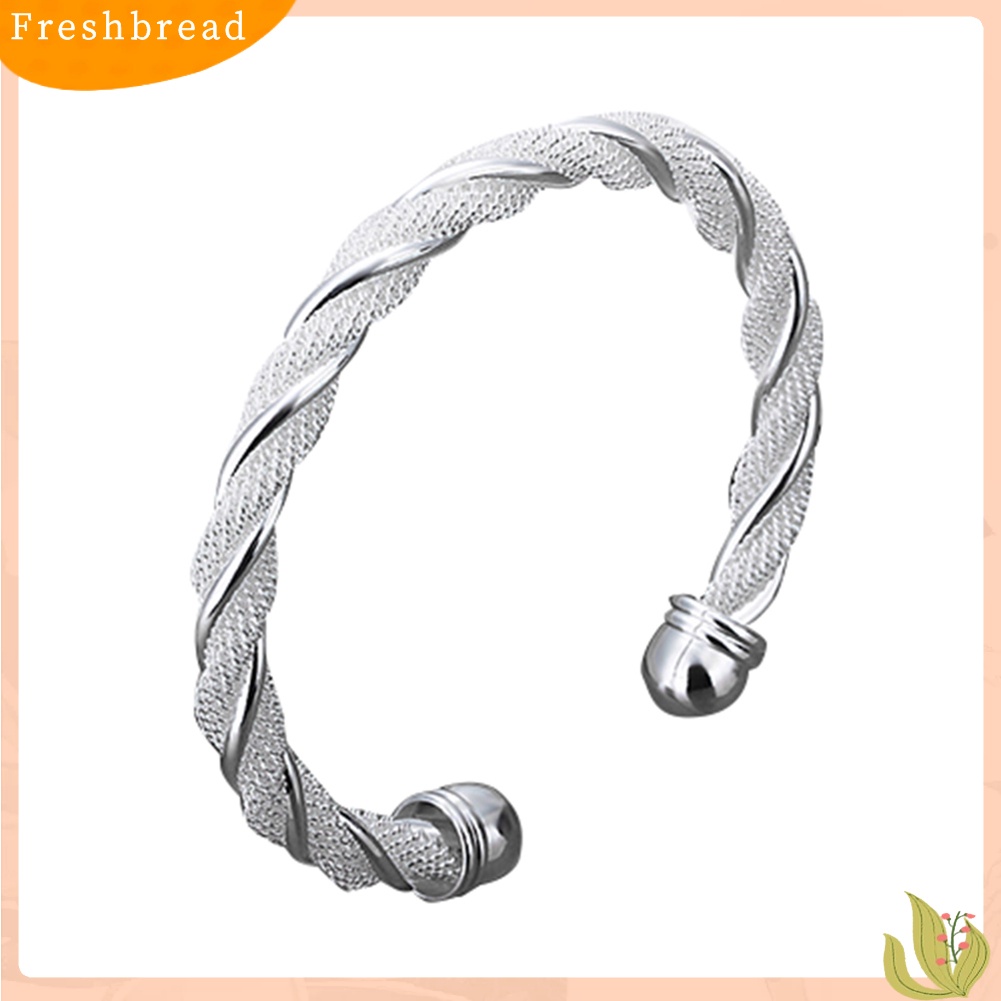 &lt; Freshbread &gt; Fashion Wanita Sederhana Perak Disepuh Twist Cuff Bangle Terbuka Gelang Perhiasan Hadiah