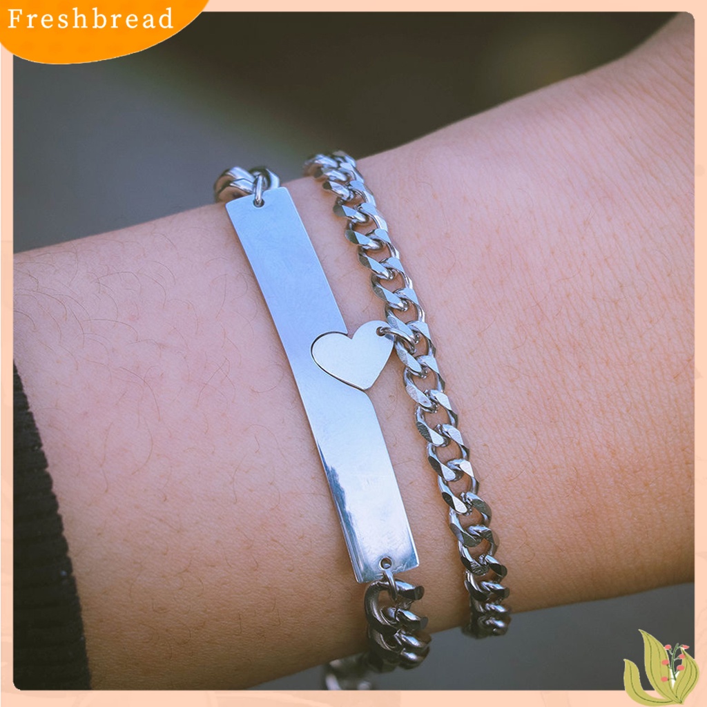 &lt; Freshbread &gt; 1pasang Fashion Gelang Semua Pertandingan Vintage Minimalis Trendi Kokoh Harian Memakai Paduan Bentuk Cinta Pasangan Gelang Hadiah Ulang Tahun