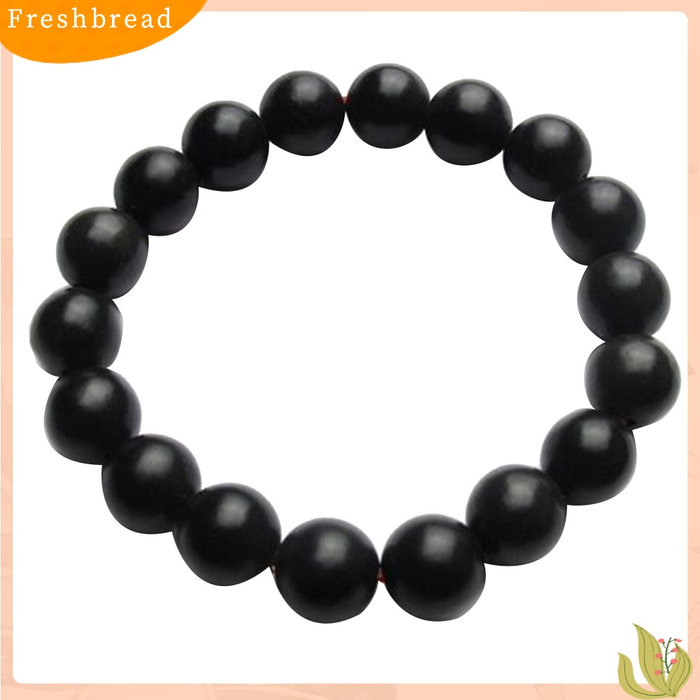 &lt; Freshbread &gt; 8/10mm Manik-Manik Batu Hitam Pesona Gelang Pria Wanita Minimalis Bangle Perhiasan