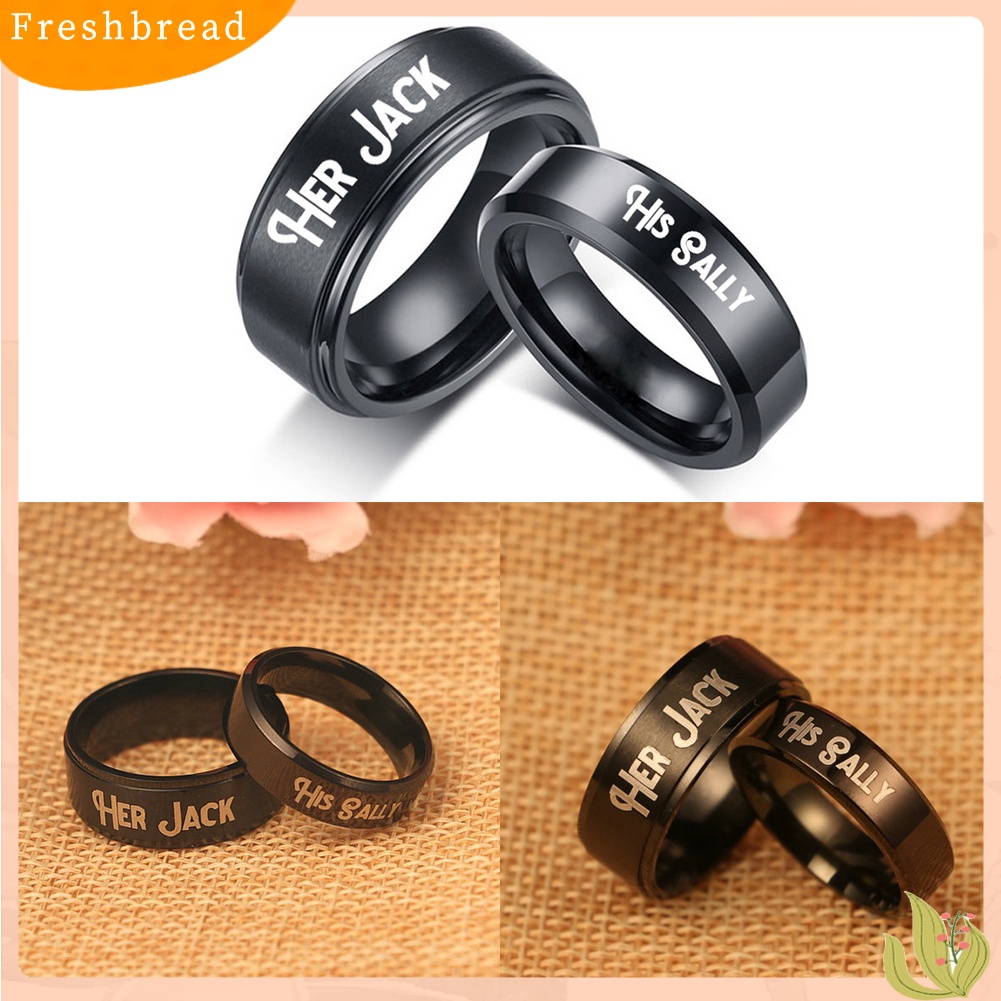 &lt; Freshbread &gt; His Sally Her Jack Titanium Steel Romantis Senada Pasangan Cincin Pecinta Hadiah