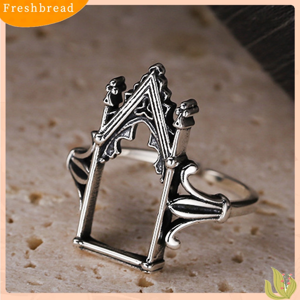 &lt; Freshbread &gt; Cincin Pesta Retro Desain Bukaan Dapat Disesuaikan Gaya Kastil Finishing Antik Electroplating Dress Up Perhiasan Vintage Castle Open Ring Untuk Pesta