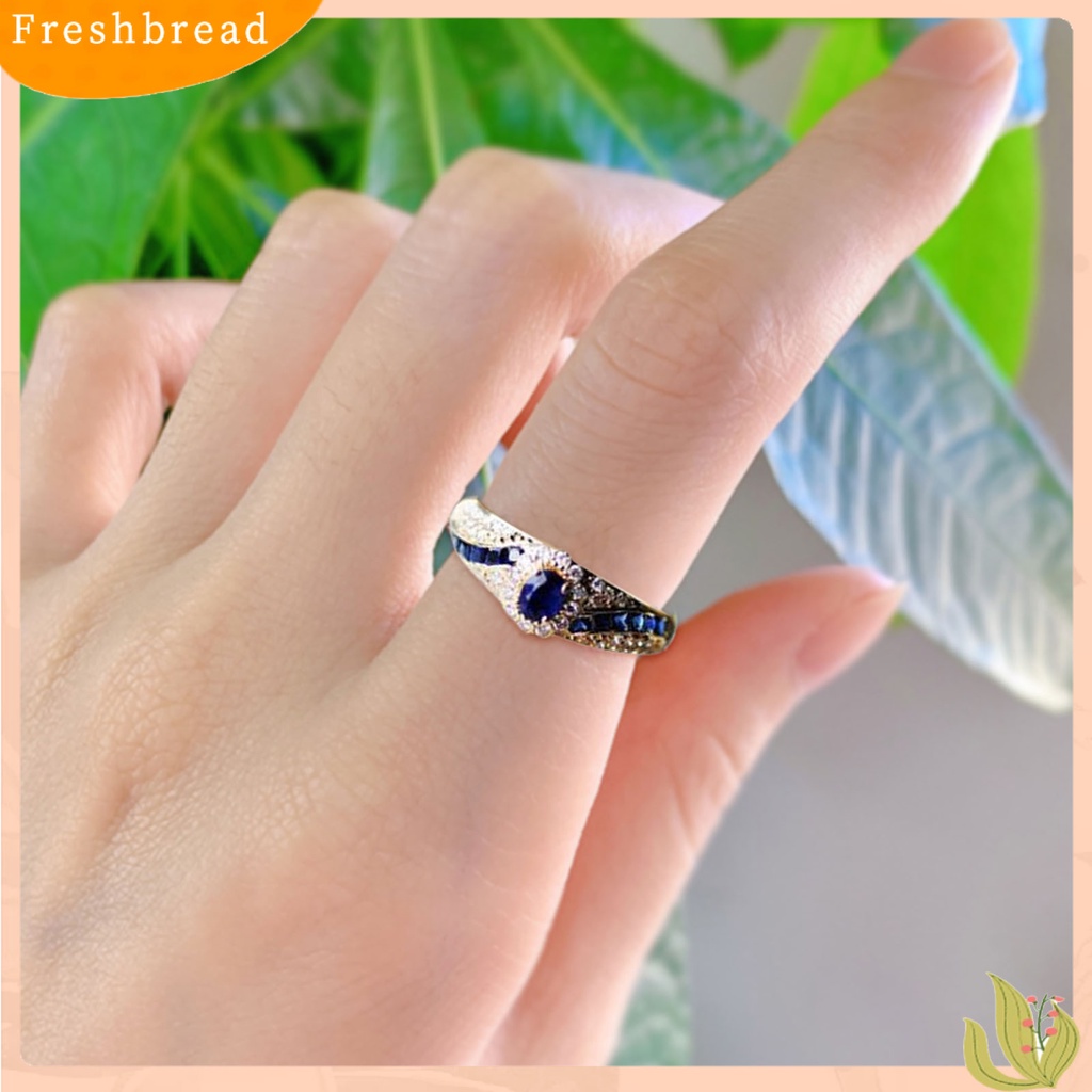 &lt; Freshbread &gt; Wanita Cincin Permukaan Halus High-end Berlian Imitasi Mengkilap Hias Pernikahan Circlet Perhiasan Perempuan