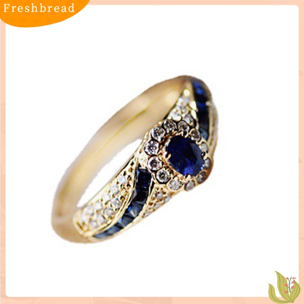 &lt; Freshbread &gt; Wanita Cincin Permukaan Halus High-end Berlian Imitasi Mengkilap Hias Pernikahan Circlet Perhiasan Perempuan