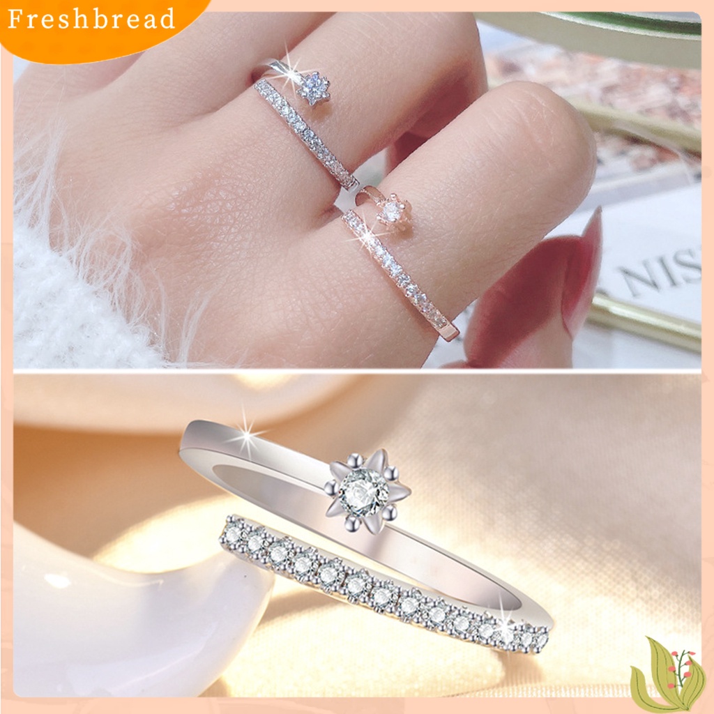 &lt; Freshbread &gt; Cincin Jari Bintang Berujung Lima Cubic Zirconia Perhiasan Cincin Pembukaan Bersinar Untuk Pesta Pernikahan Perjamuan Prom