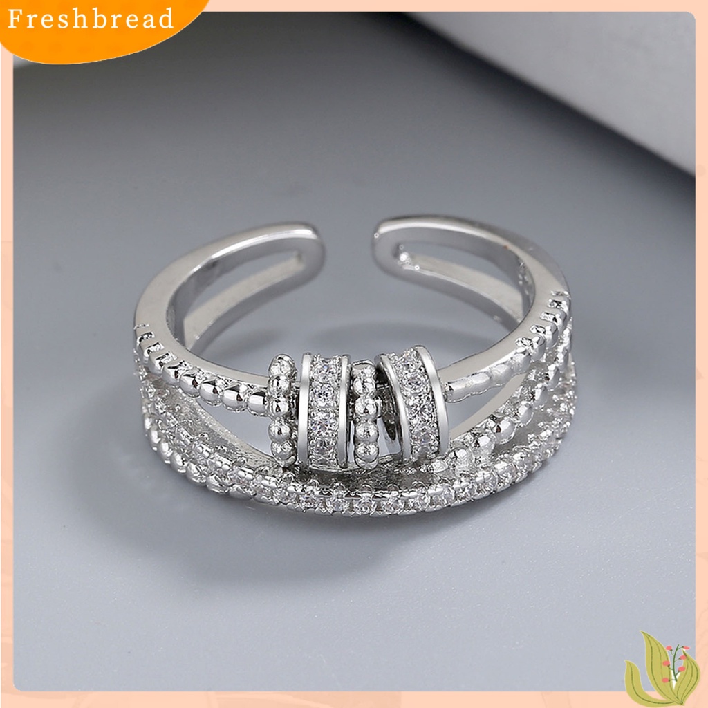 &lt; Freshbread &gt; Wanita Cincin Spiral Manik Relief Pressure Jewelry Putar Berlian Imitasi Finger Ring Untuk Pakaian Sehari-Hari