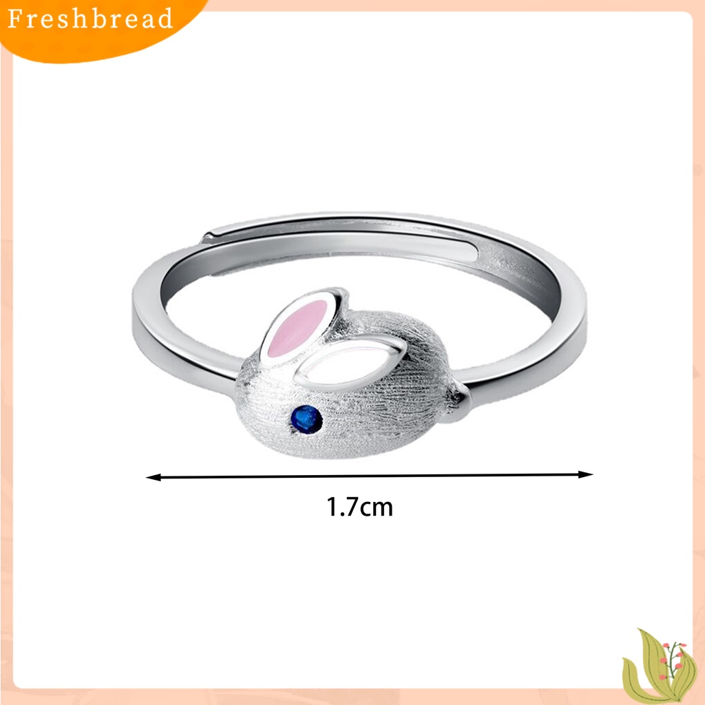 &lt; Freshbread &gt; Wanita Cincin Pembukaan Adjustable Warna Perak Dipoles Kelinci Lucu Bunny Hewan Wanita Jari Cincin Fashion Perhiasan