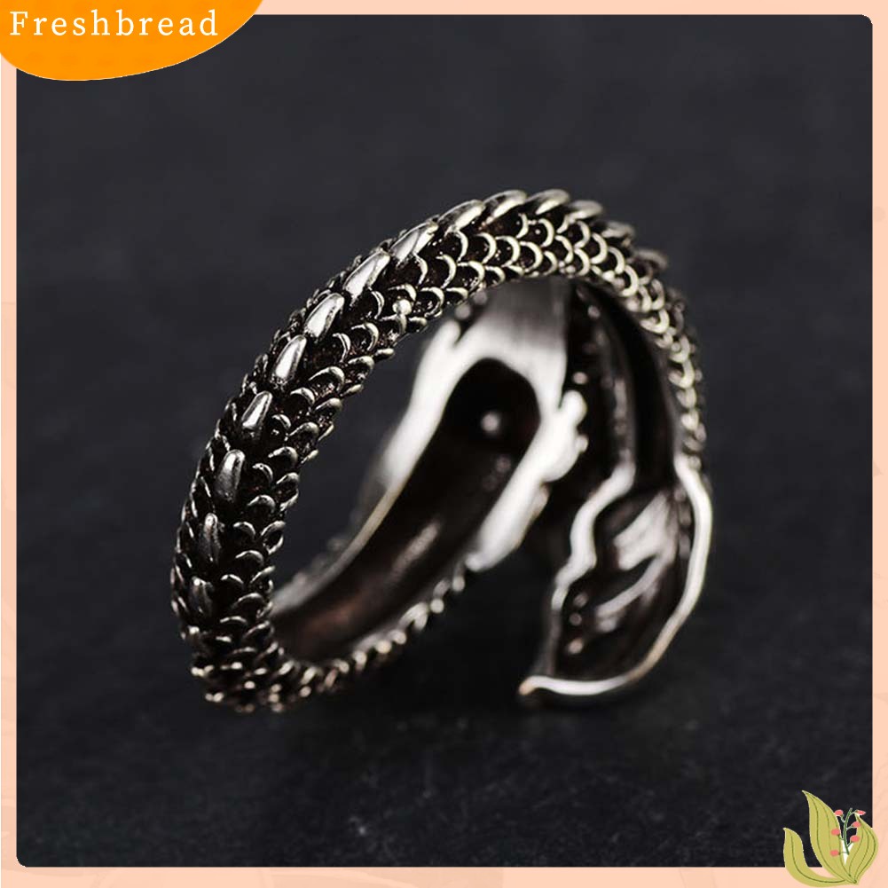 &lt; Freshbread &gt; Unisex Retro Naga Cina Diukir Pembukaan Yang Dapat Disesuaikan Cincin Jari Perhiasan Hadiah