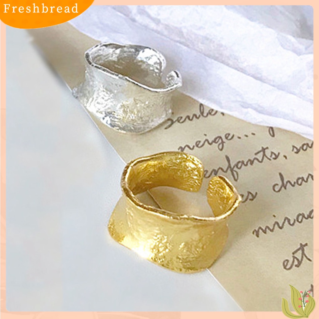 &lt; Freshbread &gt; Openging Adjustable Women Ring Alloy Permukaan Kasar Lebar Klasik Cincin Perhiasan Accessaries