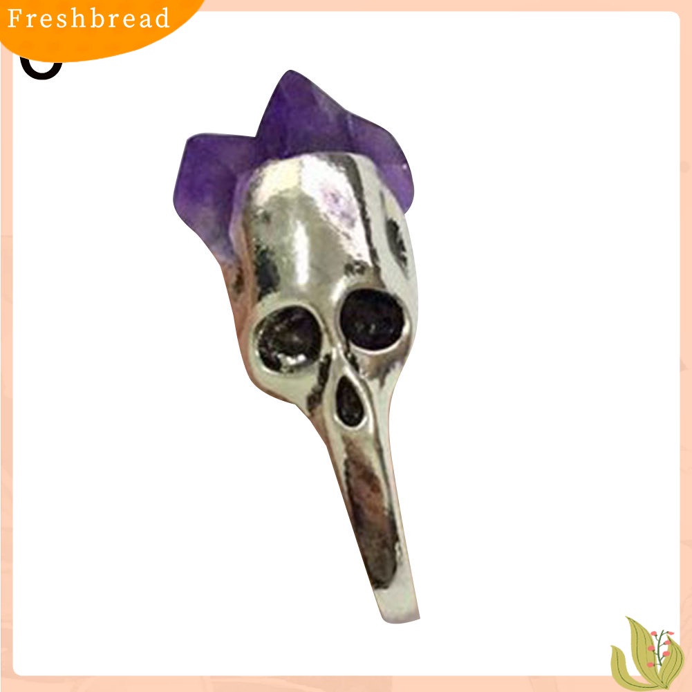 &lt; Freshbread &gt; Wanita Vintage Buatan Amethyst Tengkorak Tengkorak Cincin Gothic Rock Punk Perhiasan