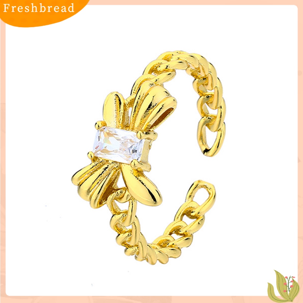 &lt; Freshbread &gt; Cincin Fashion Berlubang Hias Zirkon Bentuk Kupu-Kupu Adjustable Geometris Hias Aksesori Lady Jari Telunjuk Open Ring Untuk Kehidupan Sehari-Hari