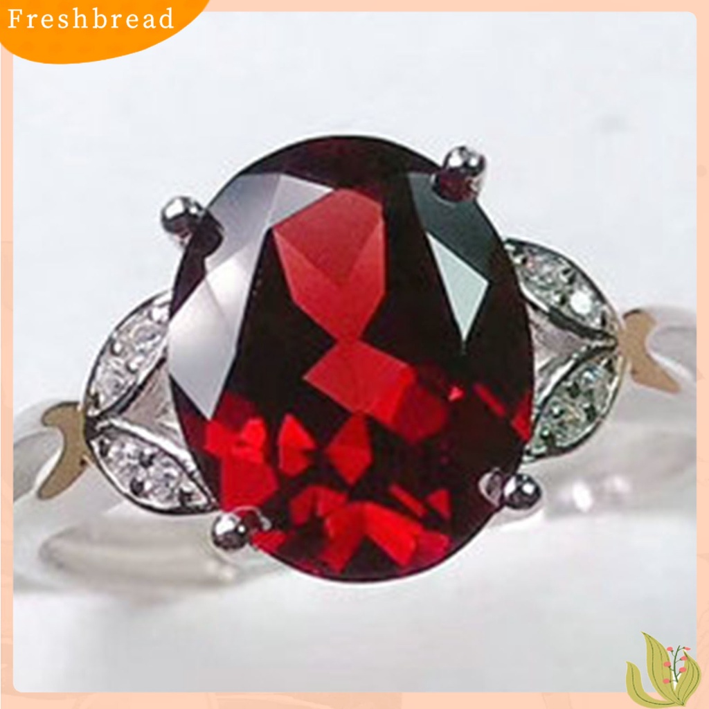 &lt; Freshbread &gt; Cincin Jari Geometris Perhiasan Imitasi Garnet Pembukaan Adjustable Sparkling Ring Untuk Pakaian Sehari-Hari