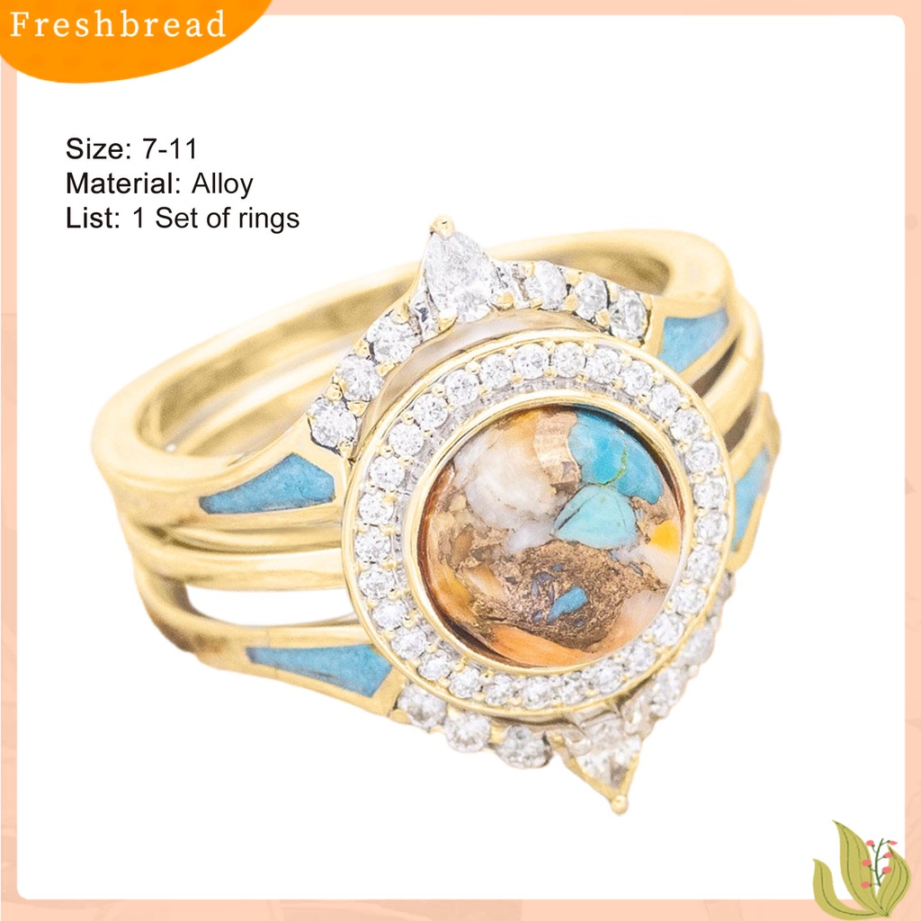 &lt; Freshbread &gt; 3pcs Set Cincin Wanita Gaya Vintage Pasangan Berlian Imitasi Gaya Bohemia Jari Cincin Set Hadiah Ulang Tahun