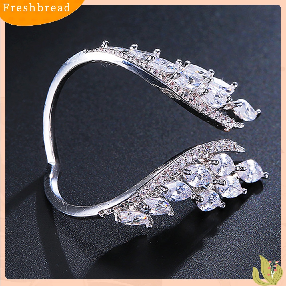 &lt; Freshbread &gt; Fashion Wanita Cubic Zirconia Bertatahkan Cincin Jari Terbuka Adjustable Perhiasan Hadiah