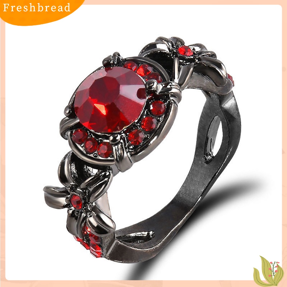 &lt; Freshbread &gt; Wanita Buatan Retro Safir Ruby Berlian Imitasi Perhiasan Cincin Pertunangan Pernikahan