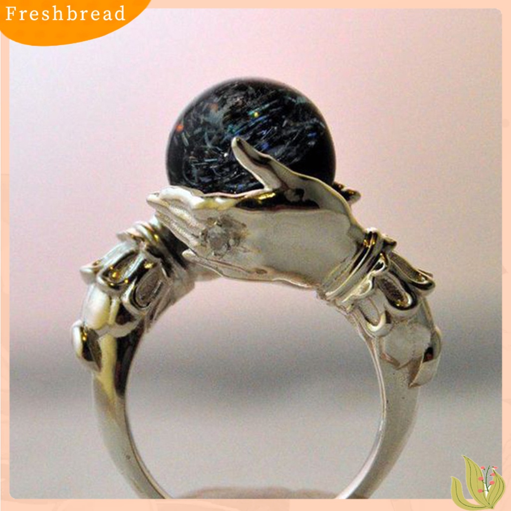 &lt; Freshbread &gt; Finger Band Gaya Barat Kepribadian Geometris Electroplating Batu Permata Buatan Hias Aksesori Vintage Tangan Memegang Cincin Keberuntungan Untuk Pesta