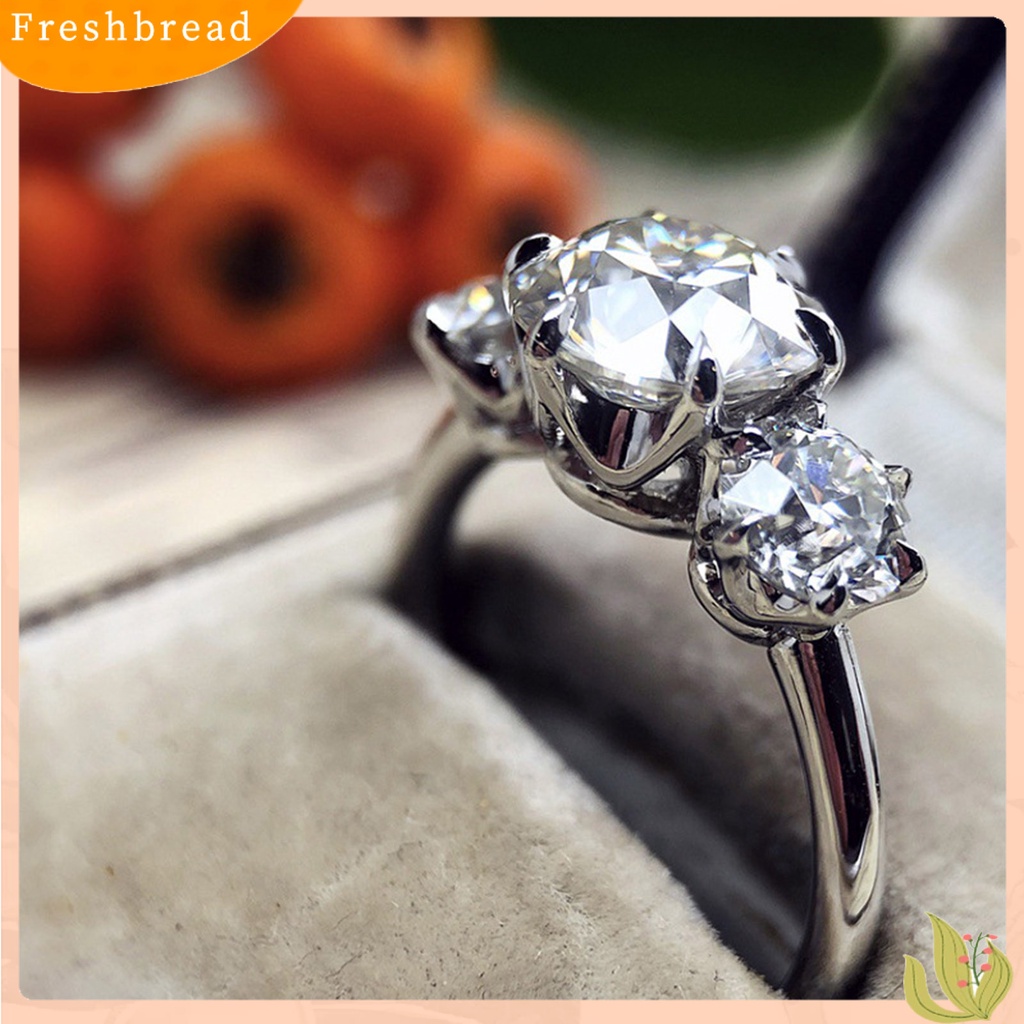 &lt; Freshbread &gt; Wanita Cincin Bentuk Persegi Dua Warna Perhiasan Geometris Cubic Zirconia Finger Ring Hadiah Ulang Tahun