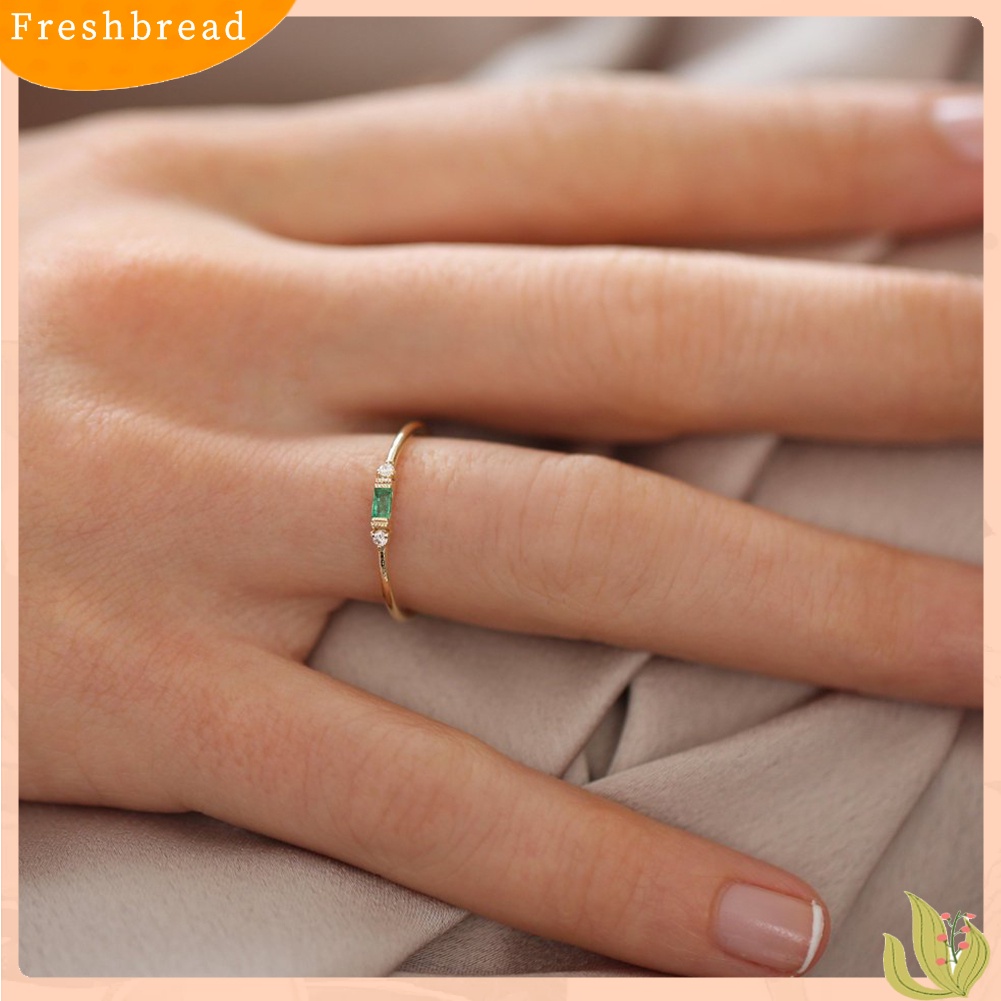 &lt; Freshbread &gt; Wanita Cubic Zirconia Tergabung Band Finger Cincin Pernikahan Pertunangan Perhiasan Hadiah