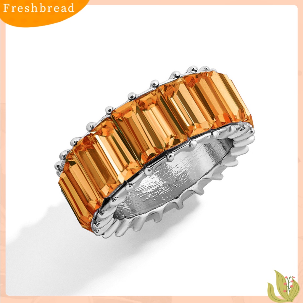 &lt; Freshbread &gt; Wanita Cincin Berlian Imitasi Mengkilap Berwarna Ringan Dilapisi Jari Cincin Perhiasan Hadiah