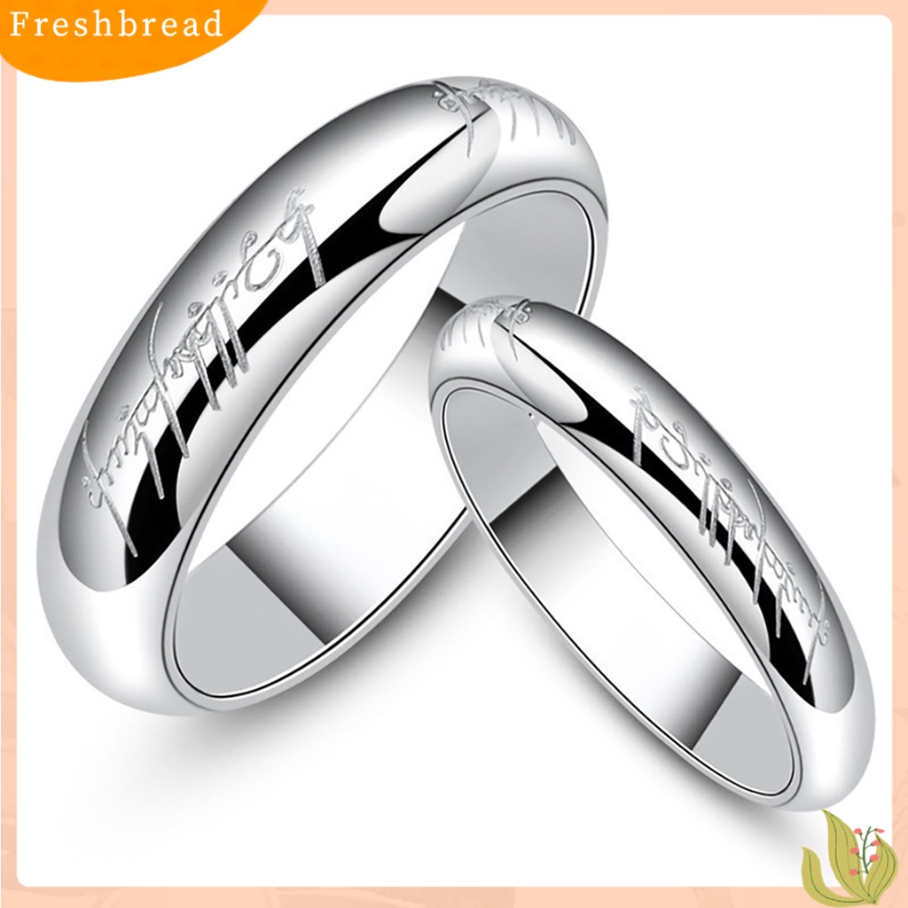 &lt; Freshbread &gt; Cincin Kawin Motif Huruf Hias Titanium Steel Pria Dan Wanita Band Finger Ring Untuk Pesta