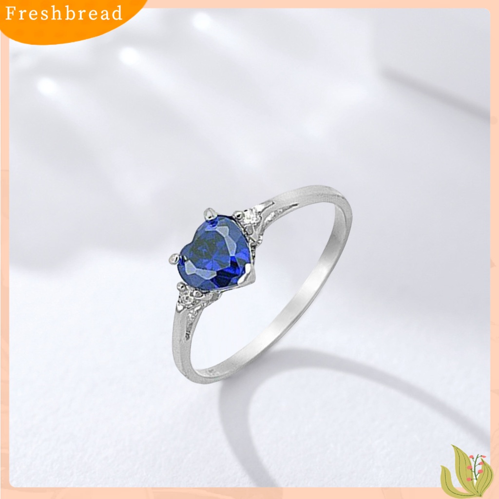 &lt; Freshbread &gt; Wanita Cincin Shiny Cubic Zirconia Hias Temperamen Geometris Kilau Terang Dekorasi Emerald Berbentuk Hati Janji Cincin Fashion Perhiasan Untuk Pacar