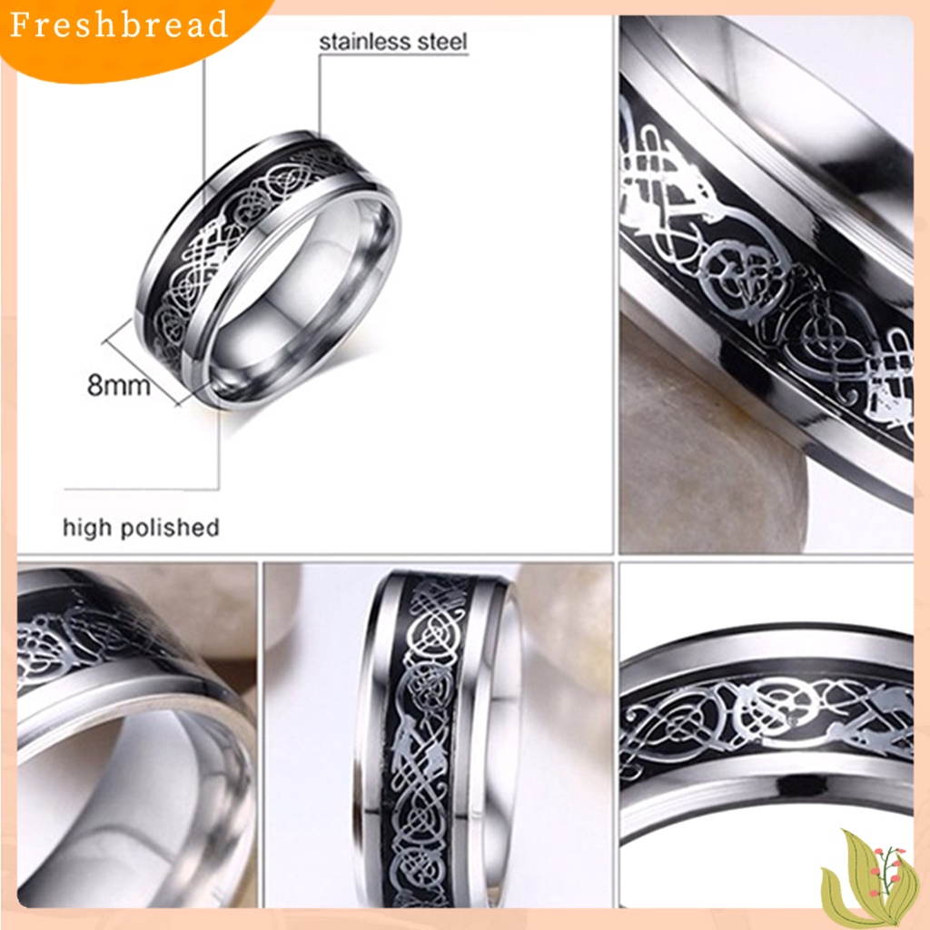 &lt; Freshbread &gt; Unisex Pola Naga Berlian Imitasi Cincin Baja Titanium Pertunangan Perhiasan Hadiah