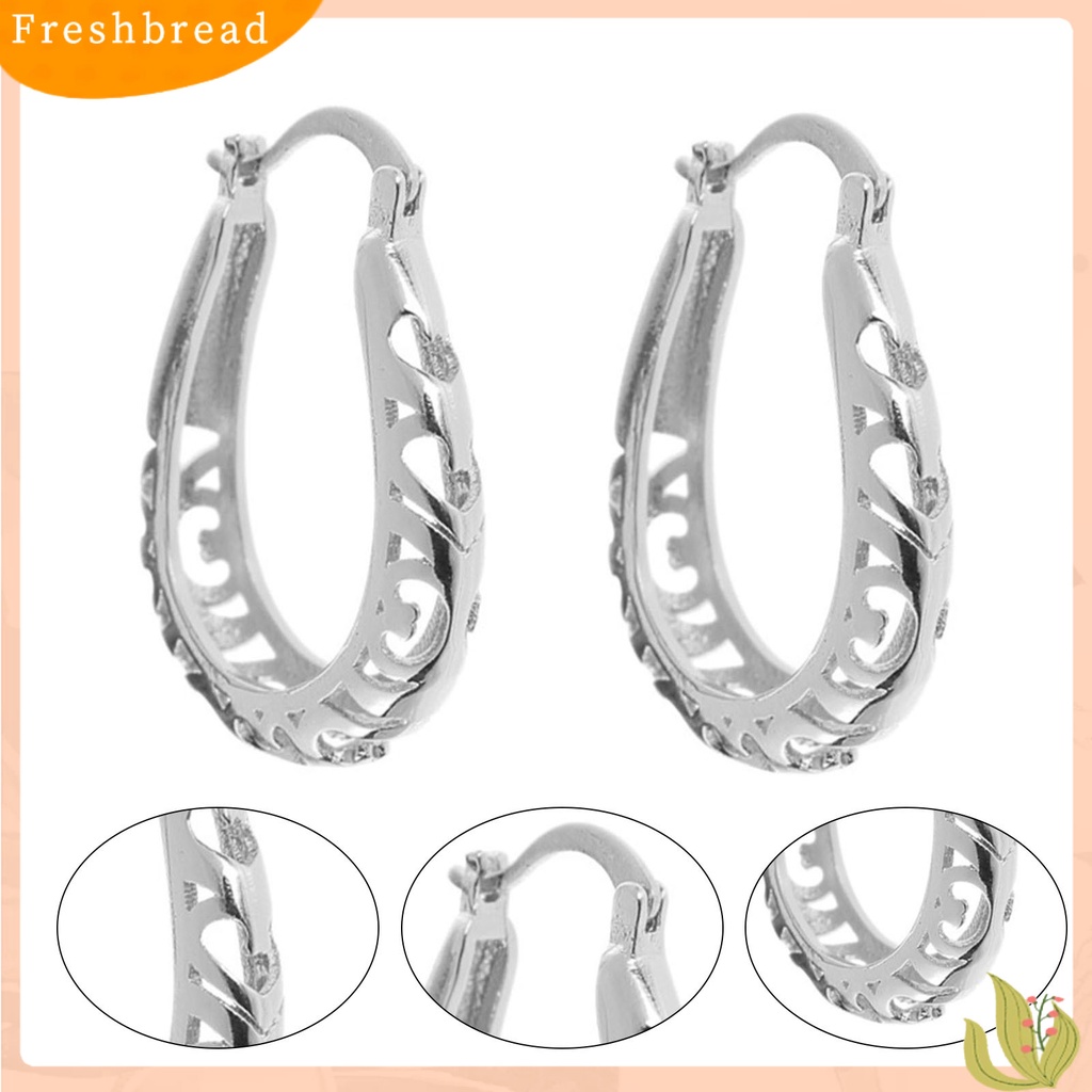 &lt; Freshbread &gt; 1pasang Anting Hoop Wanita Bulat Berongga Keluar Bunga Perhiasan Anting Geometris Berlebihan Untuk Pernikahan