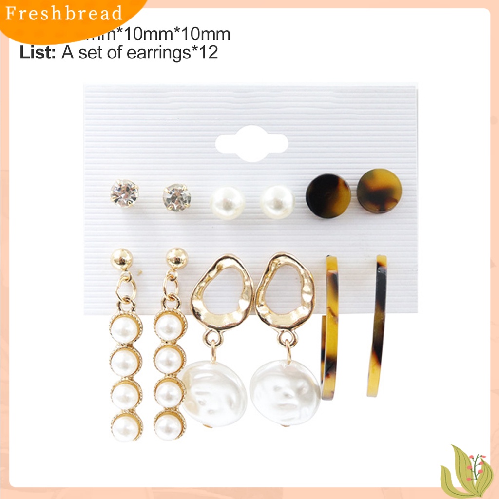 < Freshbread > 6pasang/lembar Indah Wanita Lingkaran Besar Rumbai Mutiara Imitasi Menjuntai Anting-Anting Perhiasan Aksesori