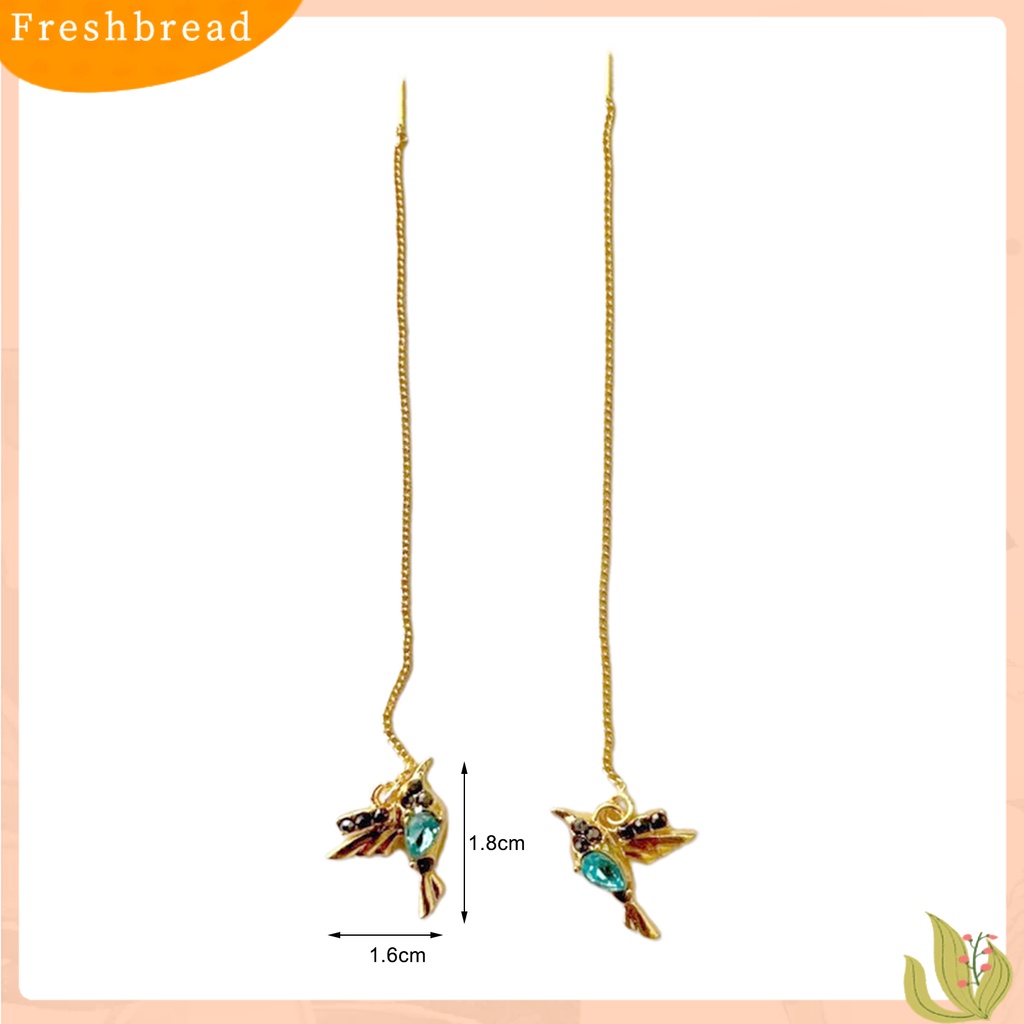 &lt; Freshbread &gt; 1pasang Anting Drop Menarik Tidak Alergi Ramah Lingkungan Hummingbird Panjang Liontin Menjuntai Anting Untuk Harian