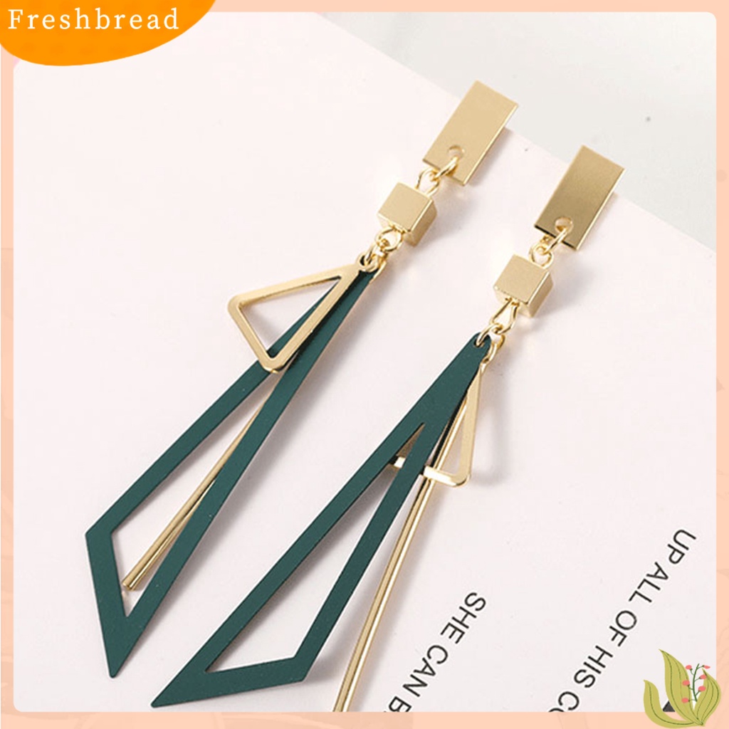 &lt; Freshbread &gt; 1pasang Anting Menjuntai Bentuk Geometris Segitiga Berongga Keluar Anting Drop Warna-Warni Untuk Pernikahan