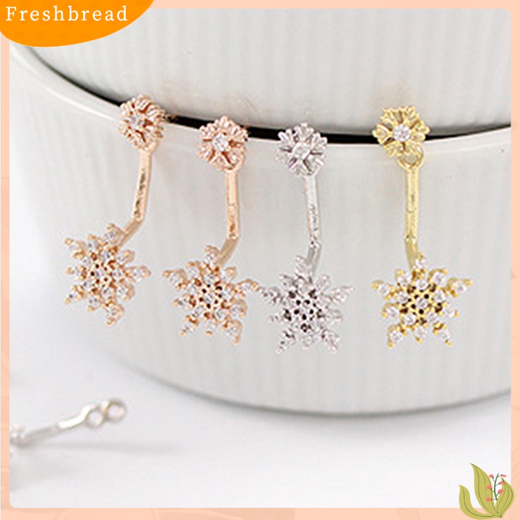 &lt; Freshbread &gt; Anting Menjuntai Kristal Berlian Imitasi Snowflake Fashion Elegan Untuk Pakaian Sehari-Hari Wanita