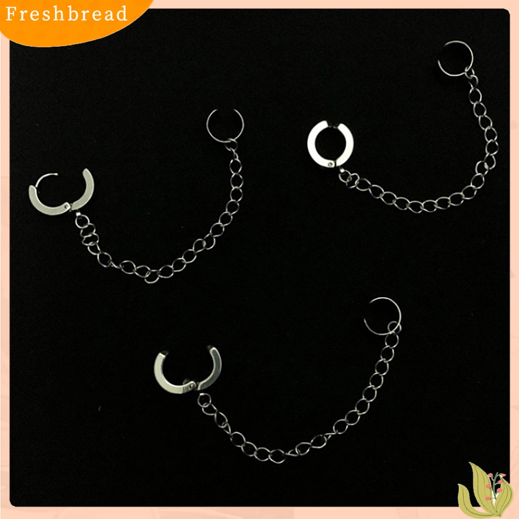 &lt; Freshbread &gt; 1Pc Lingkaran Rantai Panjang Klip Telinga Bahan Titanium Steel Anting Klip Tindik Tanpa Tindik Untuk Kehidupan Sehari-Hari