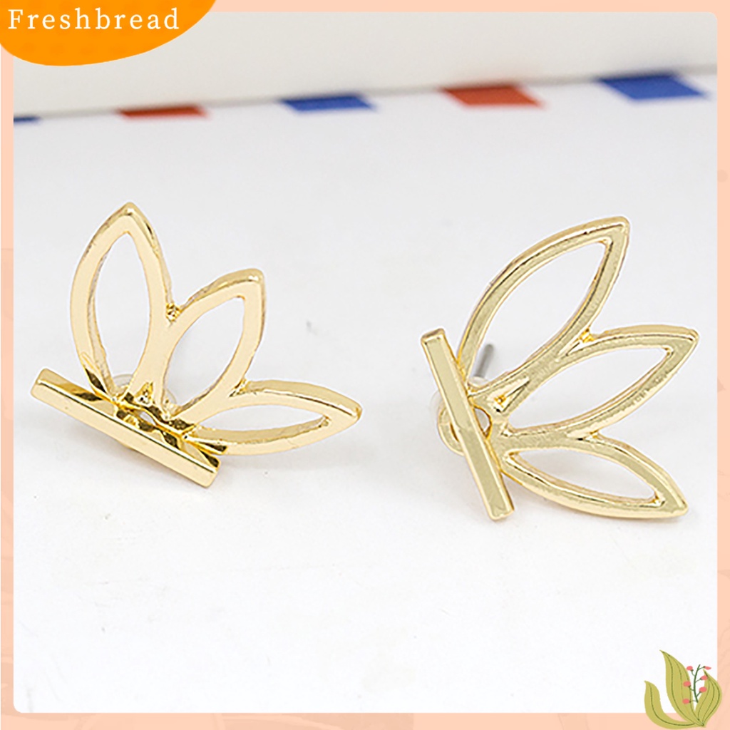 &lt; Freshbread &gt; 1pasang Fashion Wanita Berongga Bentuk Lotus Anting Stud Telinga Dua Sisi Untuk Pesta Pernikahan Club