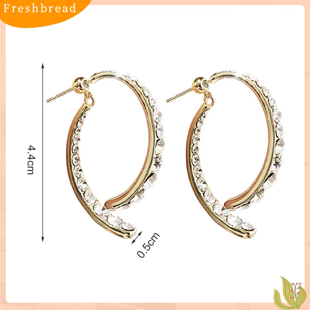 &lt; Freshbread &gt; 1pasang Romantis Pengerjaan Halus Ear Studs Wanita Cubic Zirconia Arc Fishtail Anting Elegan Untuk Tanggal