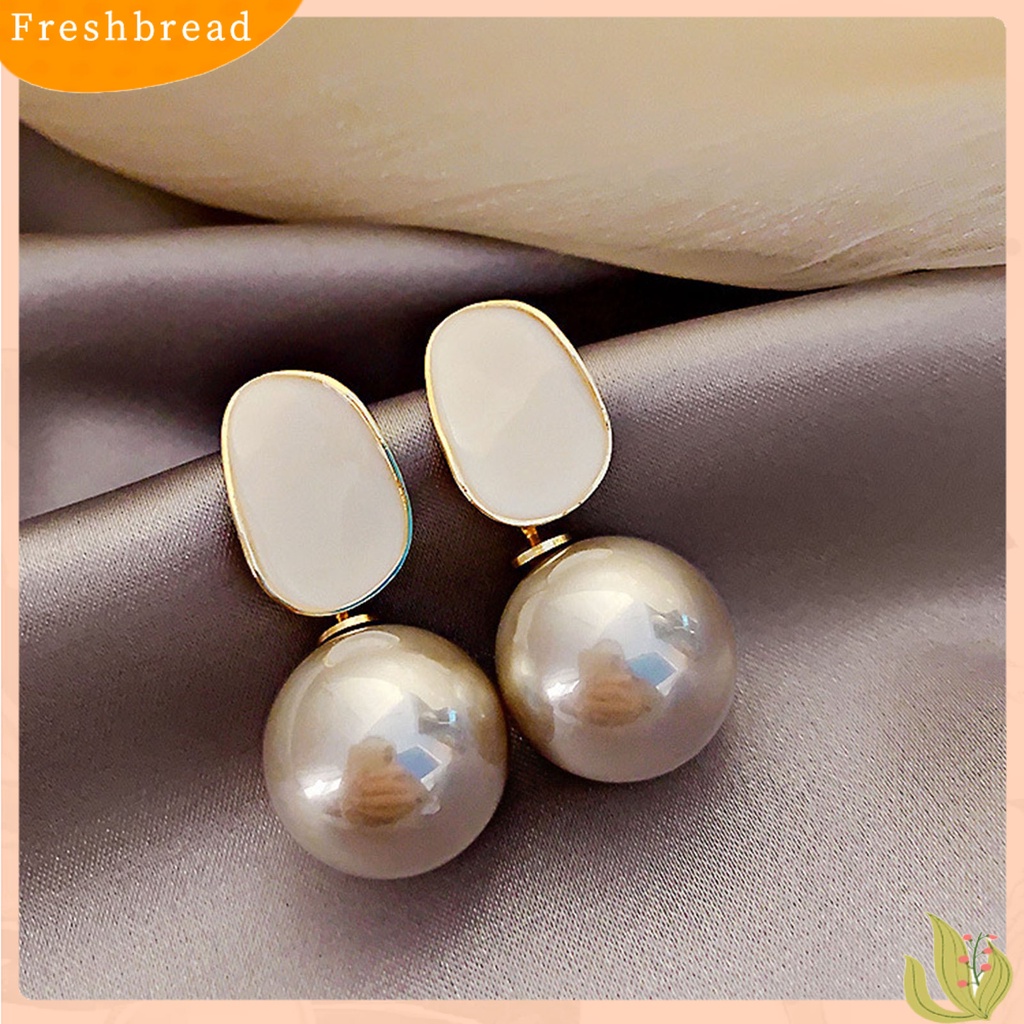 &lt; Freshbread &gt; 1pasang Wanita Stud Earrings Berbentuk Tetesan Air Gaya Korea Perhiasan Geometris Mutiara Imitasi Menjuntai Anting Perhiasan Hadiah