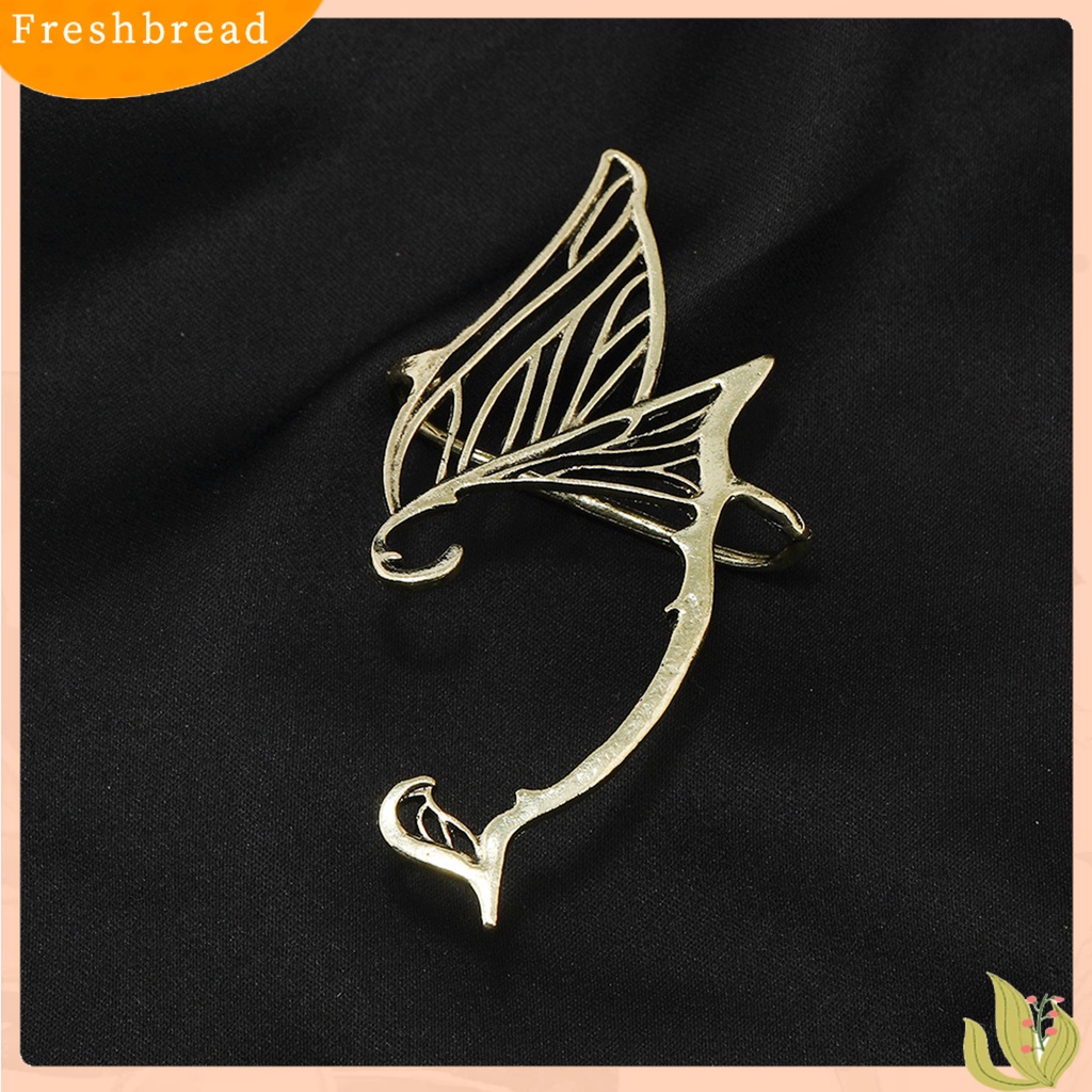 &lt; Freshbread &gt; 1Pc Klip Anting Bentuk Sayap Elf Dekorasi Timbul Alloy Vintage Alloy Metal Elf Dragon Earrings Hadiah