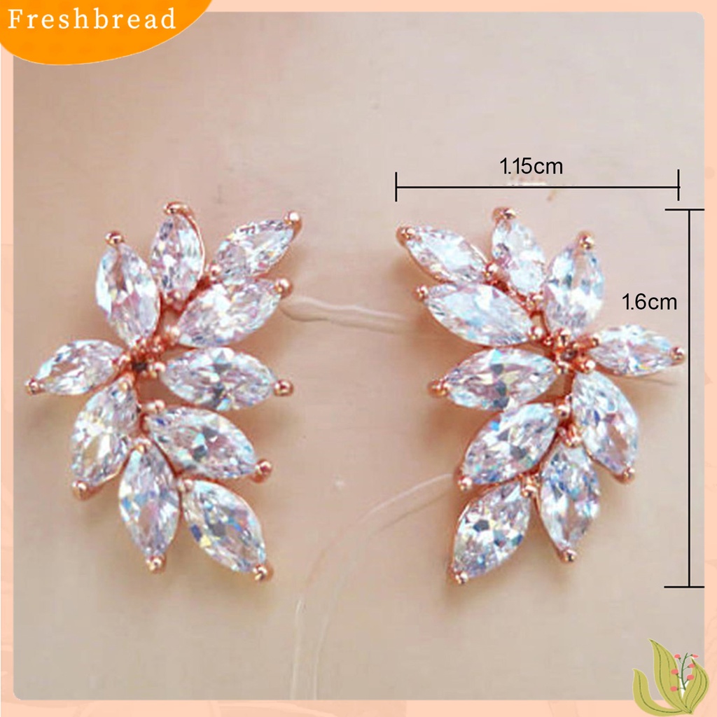 &lt; Freshbread &gt; 1pasang Anting Juntai Anti Alergi Hias Glittery Chic Bentuk Daun Anting Tusuk Untuk Pacaran