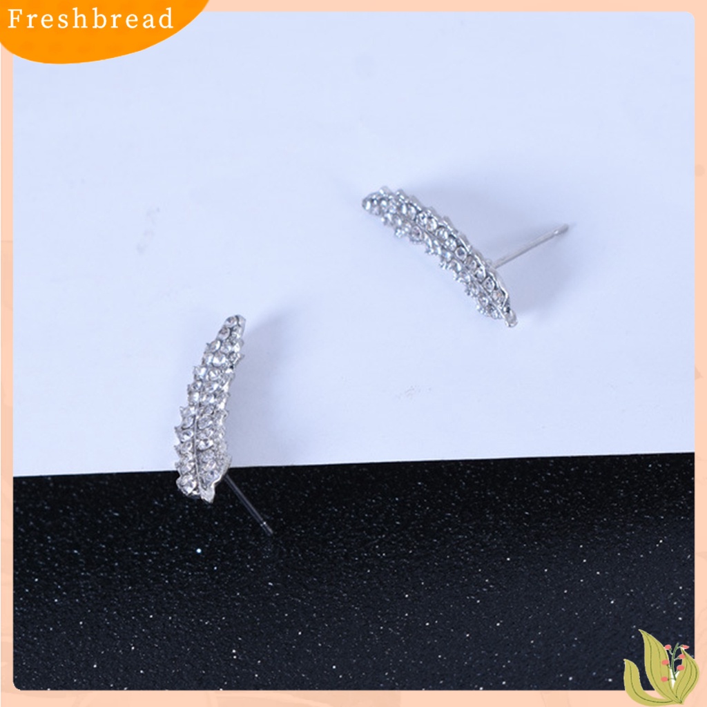 &lt; Freshbread &gt; 1pasang Anting Wanita Bentuk Daun Sparkling Cubic Zirconia Anting Lady Indah Untuk Hadiah