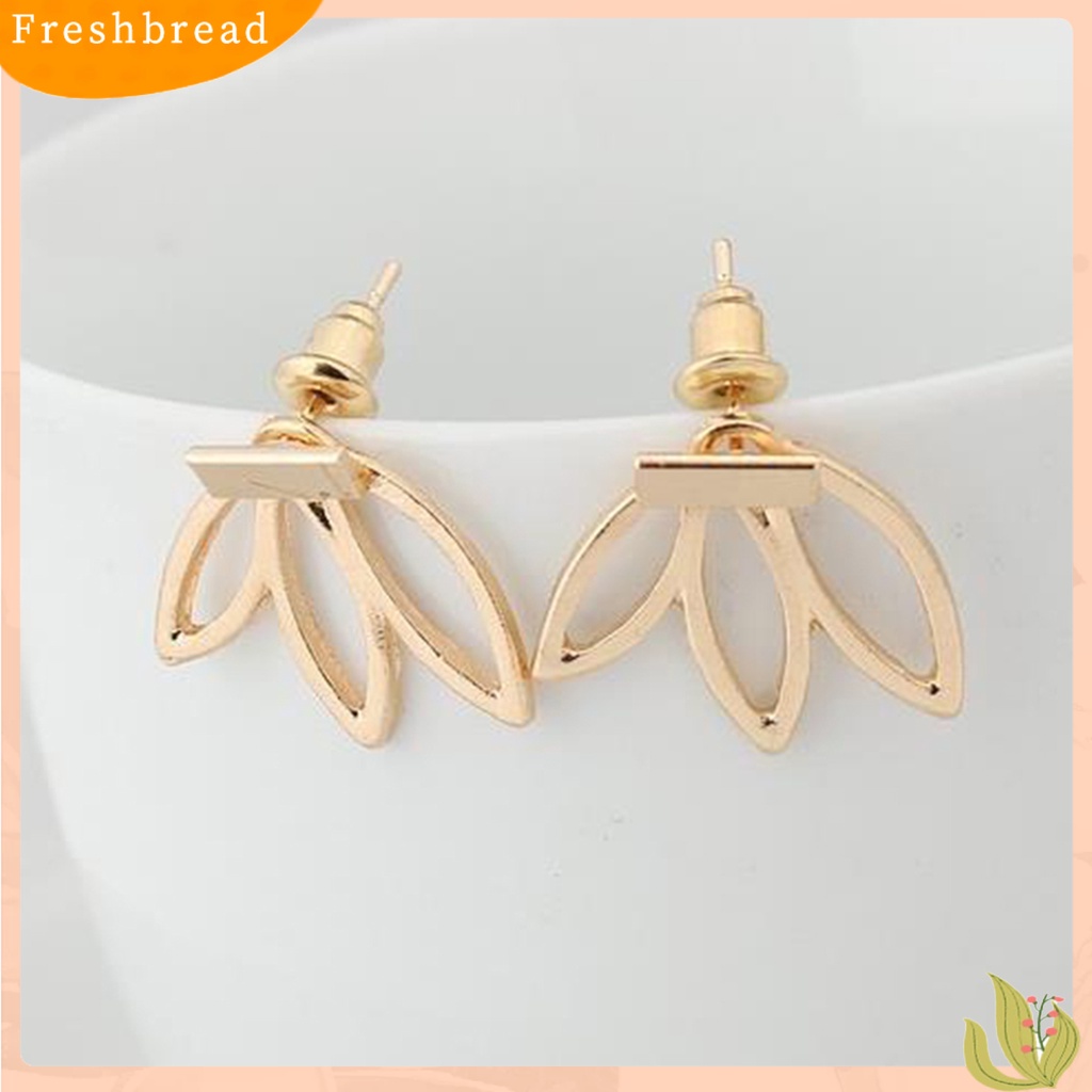 &lt; Freshbread &gt; Ear Studs Hollow Lotus Kreatif Wanita Anting Alloy Elegan Untuk Pacaran