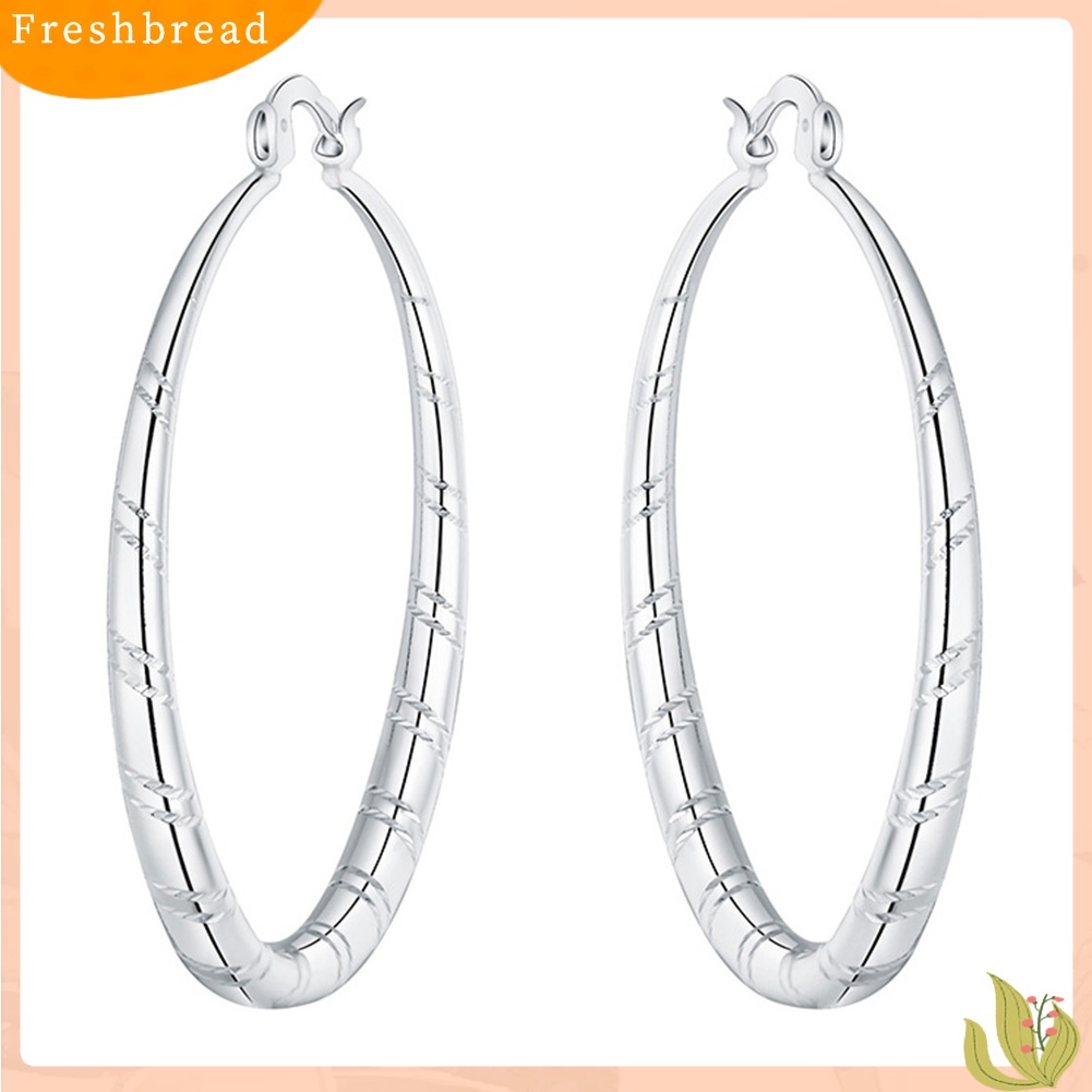 &lt; Freshbread &gt; Wanita Bergaya Bulat Besar Bentuk Lingkaran Retro Besar Hoop Earrings Perhiasan Hadiah